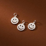 925 Silver Zircon Paved Smile Dangle Charm Pendant 12.5mm Silver/Gold