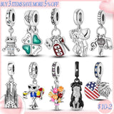 925 Sterling Silver Clover Love Charm Bead Pendant for Women