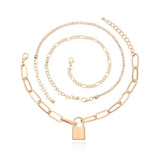 Punk Multilayer Chains Lock Charm Anklets for Women