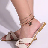 Punk Multilayer Chains Lock Charm Anklets for Women