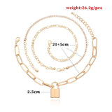 Punk Multilayer Chains Lock Charm Anklets for Women