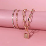 Punk Multilayer Chains Lock Charm Anklets for Women