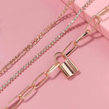 Punk Multilayer Chains Lock Charm Anklets for Women