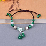 Ethnic Style Green Agate Anklet Retro Personality Ankle Chain