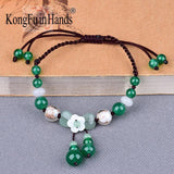 Ethnic Style Green Agate Anklet Retro Personality Ankle Chain