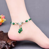 Ethnic Style Green Agate Anklet Retro Personality Ankle Chain
