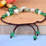 Ethnic Style Green Agate Anklet Retro Personality Ankle Chain