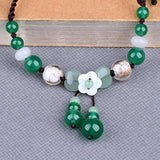 Ethnic Style Green Agate Anklet Retro Personality Ankle Chain