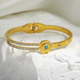 Natural Stone Eye Stainless Steel Bangles Bracelets for Women