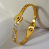 Natural Stone Eye Stainless Steel Bangles Bracelets for Women