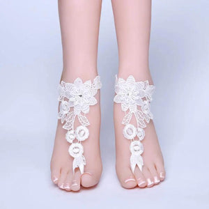 Barefoot Sandals Bridal Beach Wedding Foot Chain Lace Ankle Bracelet