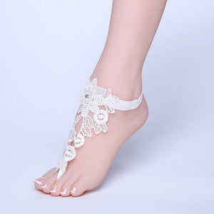 Barefoot Sandals Bridal Beach Wedding Foot Chain Lace Ankle Bracelet