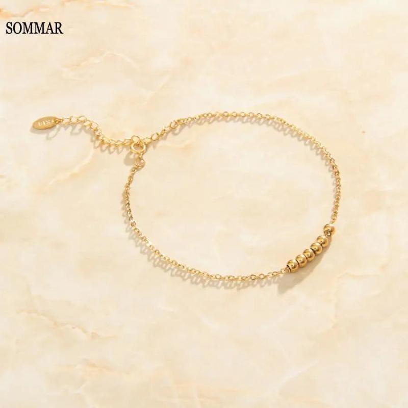 Plated Girl Anklet with Beads Leg Jewelry Display