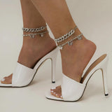 Cuba Anklet Butterfly Barefoot Chain Woman Metal Beach Girl Shining