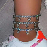 Golden Rhinestone Butterfly Anklet Charm