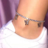 Golden Rhinestone Butterfly Anklet Charm