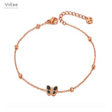 CZ Crystal Butterfly Charm Anklet Foot Jewelry Stainless Steel