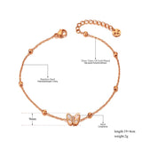CZ Crystal Butterfly Charm Anklet Foot Jewelry Stainless Steel