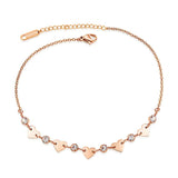 Bohemia Beach Chain Anklet CZ Crystal & Heart Charm VA19043