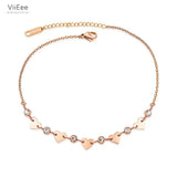 Bohemia Beach Chain Anklet CZ Crystal & Heart Charm VA19043