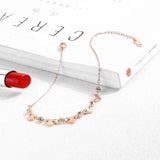 Bohemia Beach Chain Anklet CZ Crystal & Heart Charm VA19043