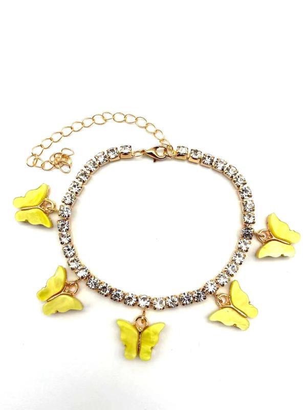 Butterfly Resin Crystal Anklet for Beach