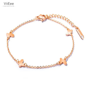 Butterfly Charm Anklets Bracelet For Women Stainless Steel Retro Girl Anklet