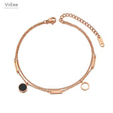 Geometry Acrylic Circle Anklets For Women Titanium Steel Foot Link Chain VA20017