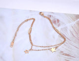Bohemia Double Layers Anklet Star Charm Stainless Steel Foot Jewelry