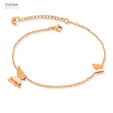 Rose Butterfly Anklet Bracelet Stainless Steel Retro Girl Ankle Jewelry