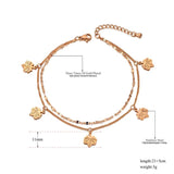 Bohemia Double Layer Maple Leaf Anklets Titanium Steel Foot Link Chain VA20016