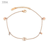 Bohemia Beach Chain Anklet Roman Numerals Charm VA19044