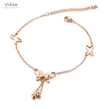Bohemia Butterfly Charm Anklet CZ Stainless Steel Jewelry
