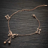Bohemia Butterfly Charm Anklet CZ Stainless Steel Jewelry