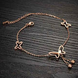 Bohemia Butterfly Charm Anklet CZ Stainless Steel Jewelry