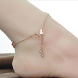 Bohemia Butterfly Charm Anklet CZ Stainless Steel Jewelry