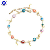Evil Eye Anklet Flower Moon Star Butterfly Jewelry Women Girls Men