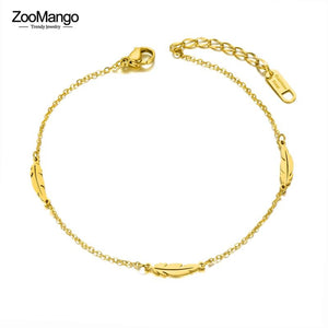 Bohemia Stainless Steel Feather Charm Anklets For Women