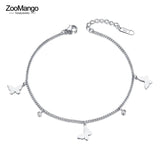 Boho Butterfly Charm Anklet Stainless Steel CZ Crystal Foot Chain