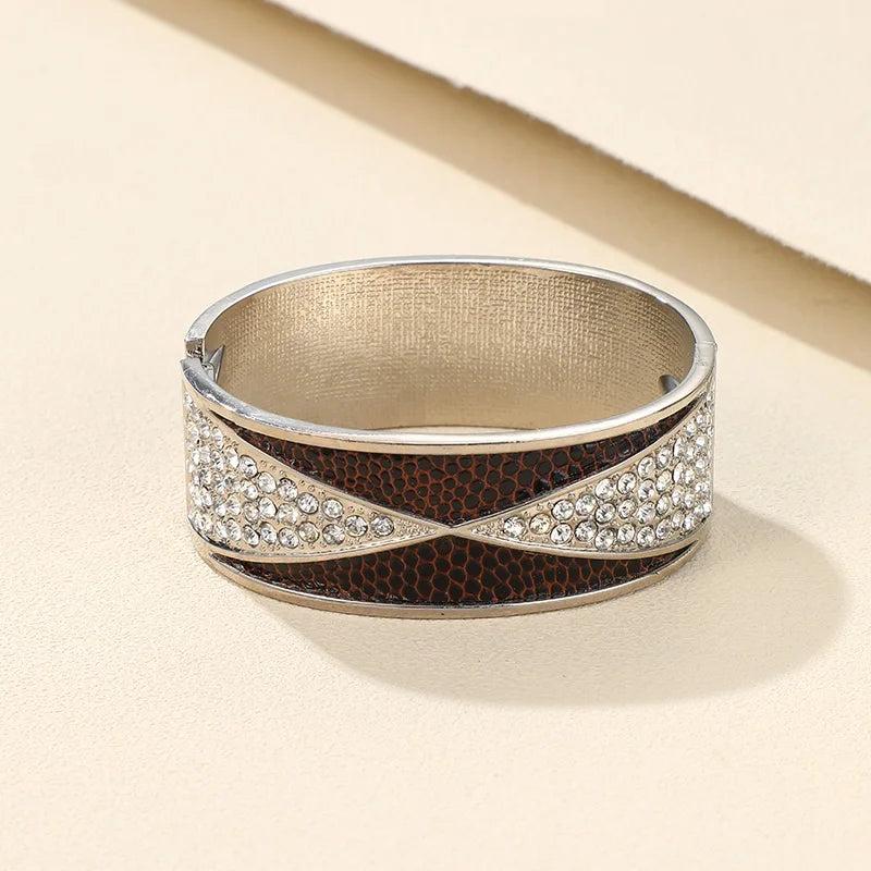 Vintage Rhinestone Open Bracelets Round Jewelry