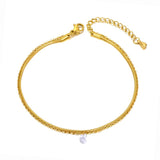 Double Layer CZ Crystal Chain Anklet Gothic Boho Jewelry
