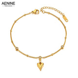 Boho Love Heart Charm Anklets Stainless Steel CZ Crystal