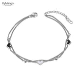 Double Heart Charm Anklet Stainless Steel Foot Jewelry