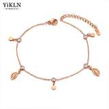 Bohemia Stainless Steel Leaf Charm Anklets