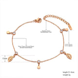 Bohemia Stainless Steel Leaf Charm Anklets