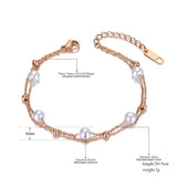 Bohemia Double Layer Pearl Charm Anklet Stainless Steel Foot Chain