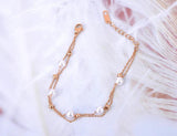 Bohemia Double Layer Pearl Charm Anklet Stainless Steel Foot Chain