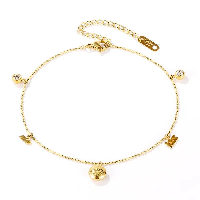 Zircon Round Anklets Stainless Steel Jewelry Woman Gift