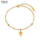 Love Heart Charm Anklets For Women Girls Stainless Steel CZ Crystal Foot Jewelry