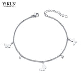 Boho Butterfly Anklets Stainless Steel CZ Crystal Foot Chain Beach Jewelry